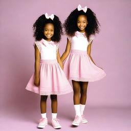 A picture of a black girl about 13 years old with curly hair styled into braids, each adorned with multiple bows