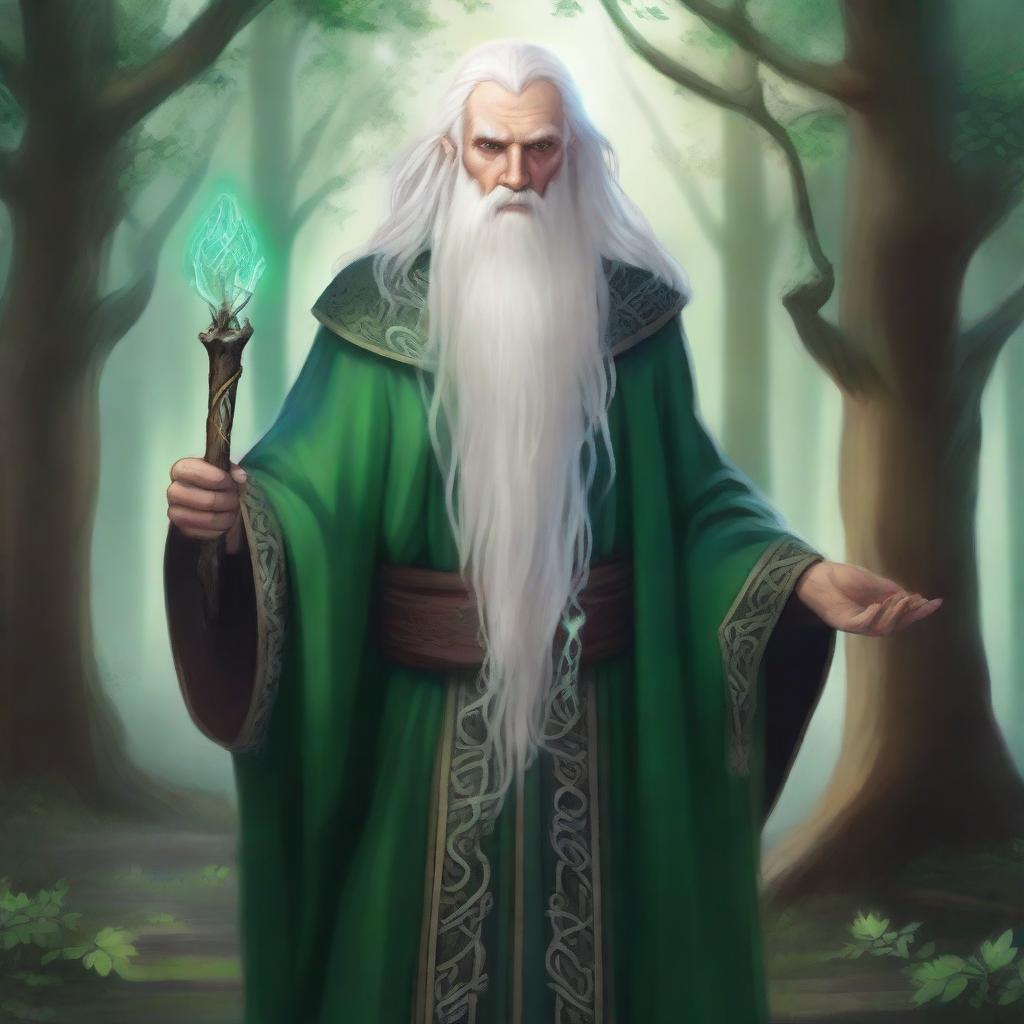 A detailed illustration of Atalus Eastbridge, an old elf mage