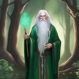 A detailed illustration of Atalus Eastbridge, an old elf mage