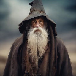 Create an image of a wizard who has had his magic drained for the last 20 years