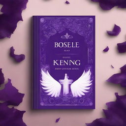 Create a colorful book cover featuring a blend of dark purple and white