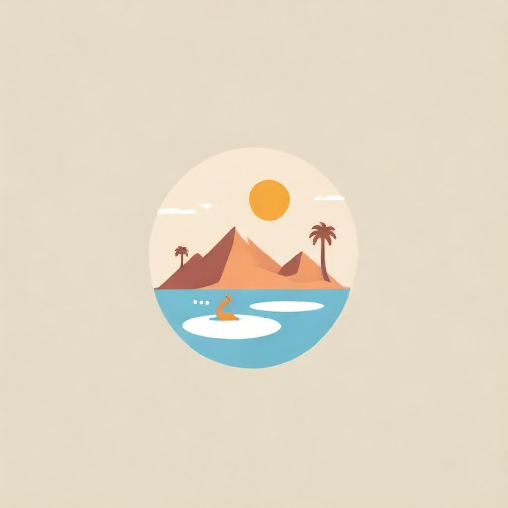 Logo design incorporating symbols of the desert, swimming pool, and fun activities