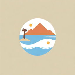 Logo design incorporating symbols of the desert, swimming pool, and fun activities