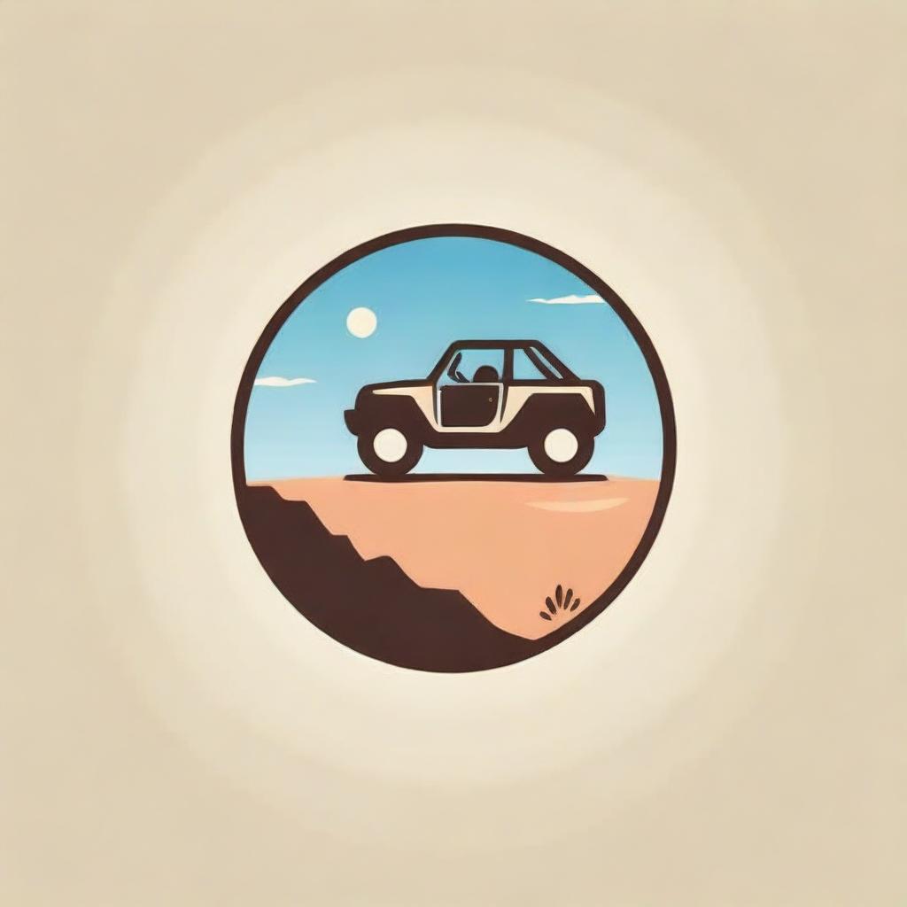 Logo design combining symbols of desert, pool, and all-terrain vehicles (ATVs)