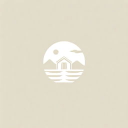 Linear logo design capturing the essence of a desert, swimming pool, and a beach hut