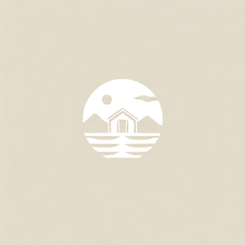 Linear logo design capturing the essence of a desert, swimming pool, and a beach hut