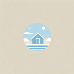 Linear logo design capturing the essence of a desert, swimming pool, and a beach hut