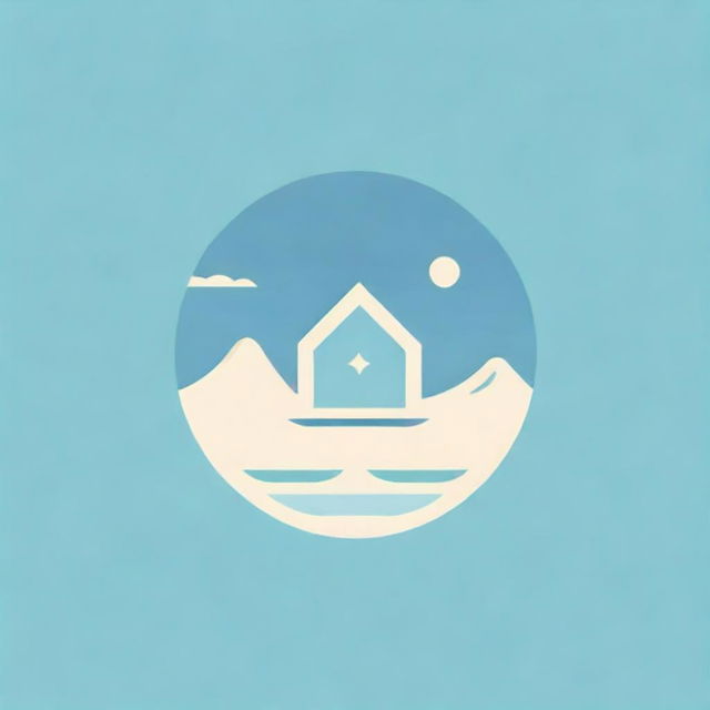 Linear logo design capturing the essence of a desert, swimming pool, and a beach hut