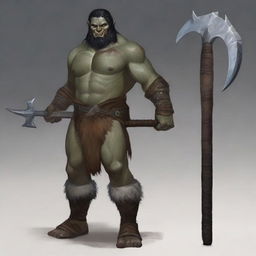 A male half-orc barbarian, 34 years old, 1