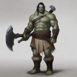 A male half-orc barbarian, 34 years old, 1