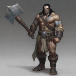 A male half-orc barbarian, 34 years old, 1