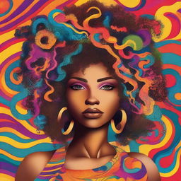 A vibrant and engaging book cover showcasing a person with curly and kinky hair