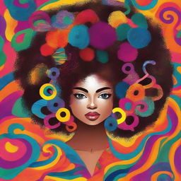 A vibrant and engaging book cover showcasing a person with curly and kinky hair