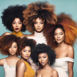 A diverse group of people showcasing versatile curls, kinks, and coils