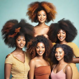 A diverse group of people showcasing versatile curls, kinks, and coils