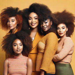 A diverse group of people showcasing versatile curls, kinks, and coils