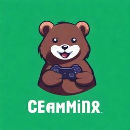 A playful mink holding a gamepad, designed as a logo for a gaming company