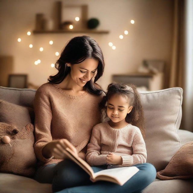 A heartwarming scene of a mother and daughter spending quality time together