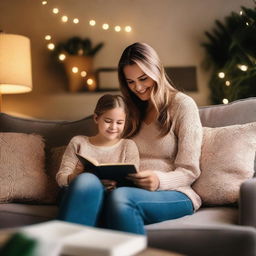 A heartwarming scene of a mother and daughter spending quality time together