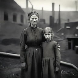 A poignant scene of a mother and daughter in the 1890s, depicting their life as part of a coal mining family living in poverty