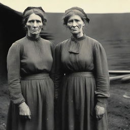 A poignant scene of a mother and daughter in the 1890s, depicting their life as part of a coal mining family living in poverty