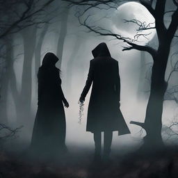 Design a book cover for a moody fantasy romance titled 'The Death Between Us'