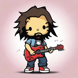 Create an image of Hello Kitty but styled to resemble Chris Cornell