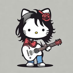 Create an image of Hello Kitty but styled to resemble Chris Cornell