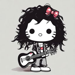 Create an image of Hello Kitty but styled to resemble Chris Cornell