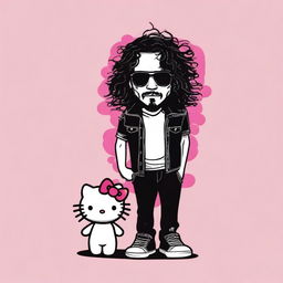 Create an image of Chris Cornell but styled as Hello Kitty