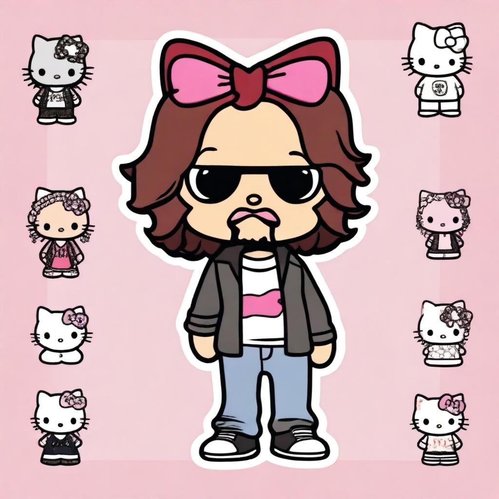 Create a chibi-style image of Chris Cornell as Hello Kitty