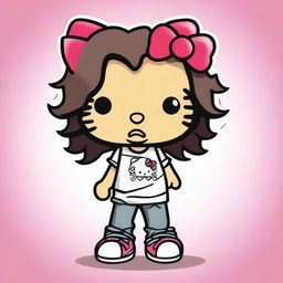 Create a chibi-style image of Chris Cornell as Hello Kitty