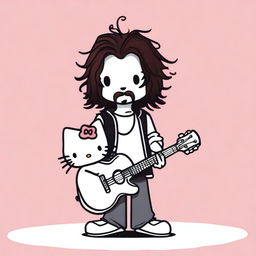 Create an image of Chris Cornell in the Hello Kitty program art style