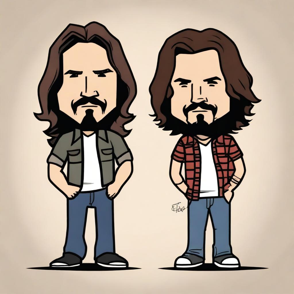 A chibi-style illustration of Eddie Vedder and Chris Cornell