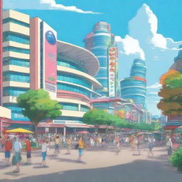 An anime-style illustration of the Mall of Asia in the Philippines