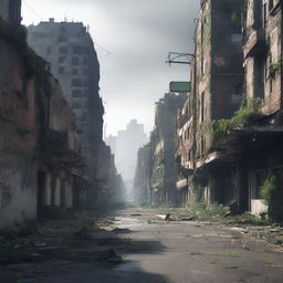 A sprawling city that is completely abandoned, with empty streets and derelict buildings