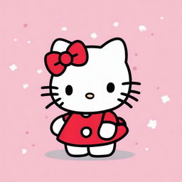 Create an image featuring Hello Kitty, the iconic character with a white face, red bow, and no mouth