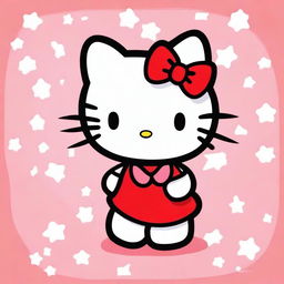 Create an image featuring Hello Kitty, the iconic character with a white face, red bow, and no mouth