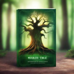 Create a captivating book cover featuring a mystical forest with an ancient, glowing tree at its center