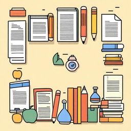 A simple and basic education book header page design filled with exam test questions practice