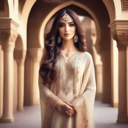 Create an image of a beautiful Middle Eastern woman with elegant features