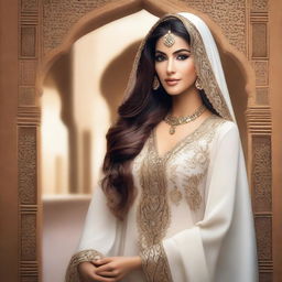 Create an image of a beautiful Middle Eastern woman with elegant features