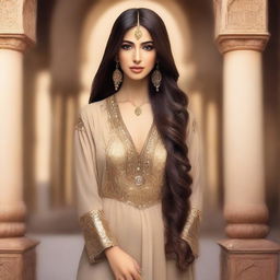 Create an image of a beautiful Middle Eastern woman with elegant features