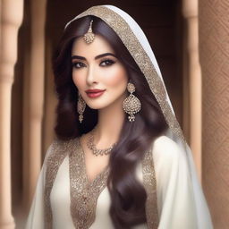 Create an image of a beautiful Middle Eastern woman with elegant features