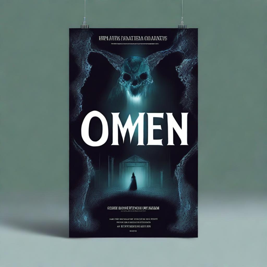 Create a horror movie poster titled 'Omen'