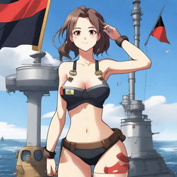 A detailed illustration of a shipgirl who is 18 years old or older