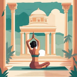 Create a poster for 'Lit Yoga,' a unique yoga session held at a traditional Greek-style temple