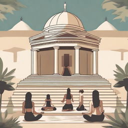 Create a poster for 'Lit Yoga,' a unique yoga session held at a traditional Greek-style temple