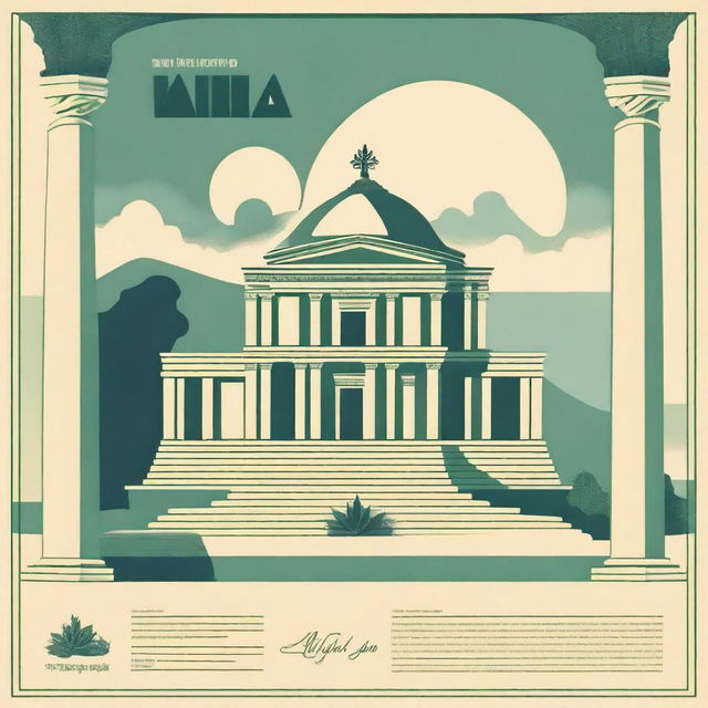 Create a poster for 'Lit Yoga,' a unique yoga session held at a traditional Greek-style temple