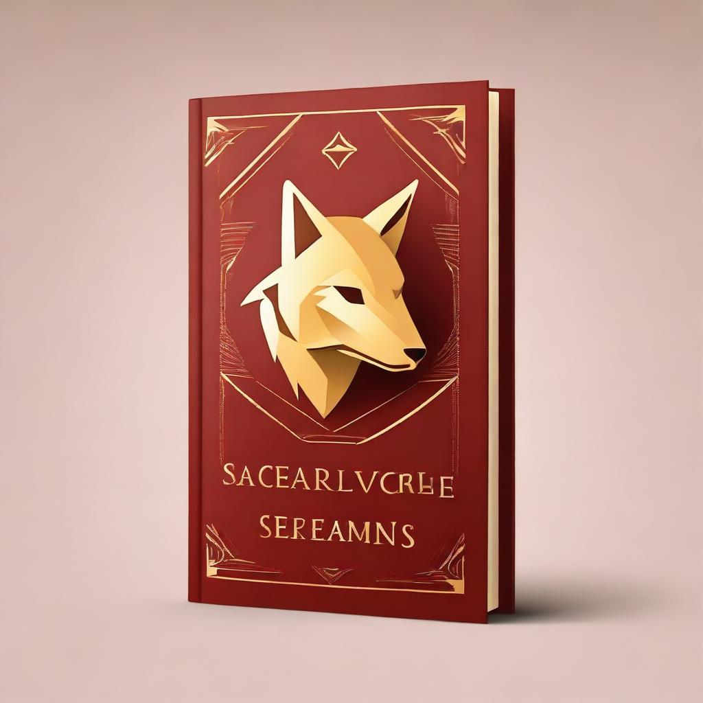 A gold and red fantasy book cover featuring a golden wolf symbol